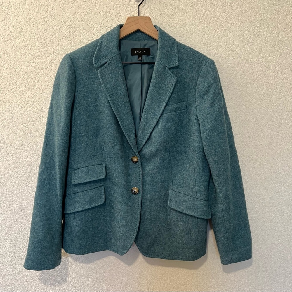 Talbots Wool Teal Blue Blazer- Size 12 - Picture 2 of 9